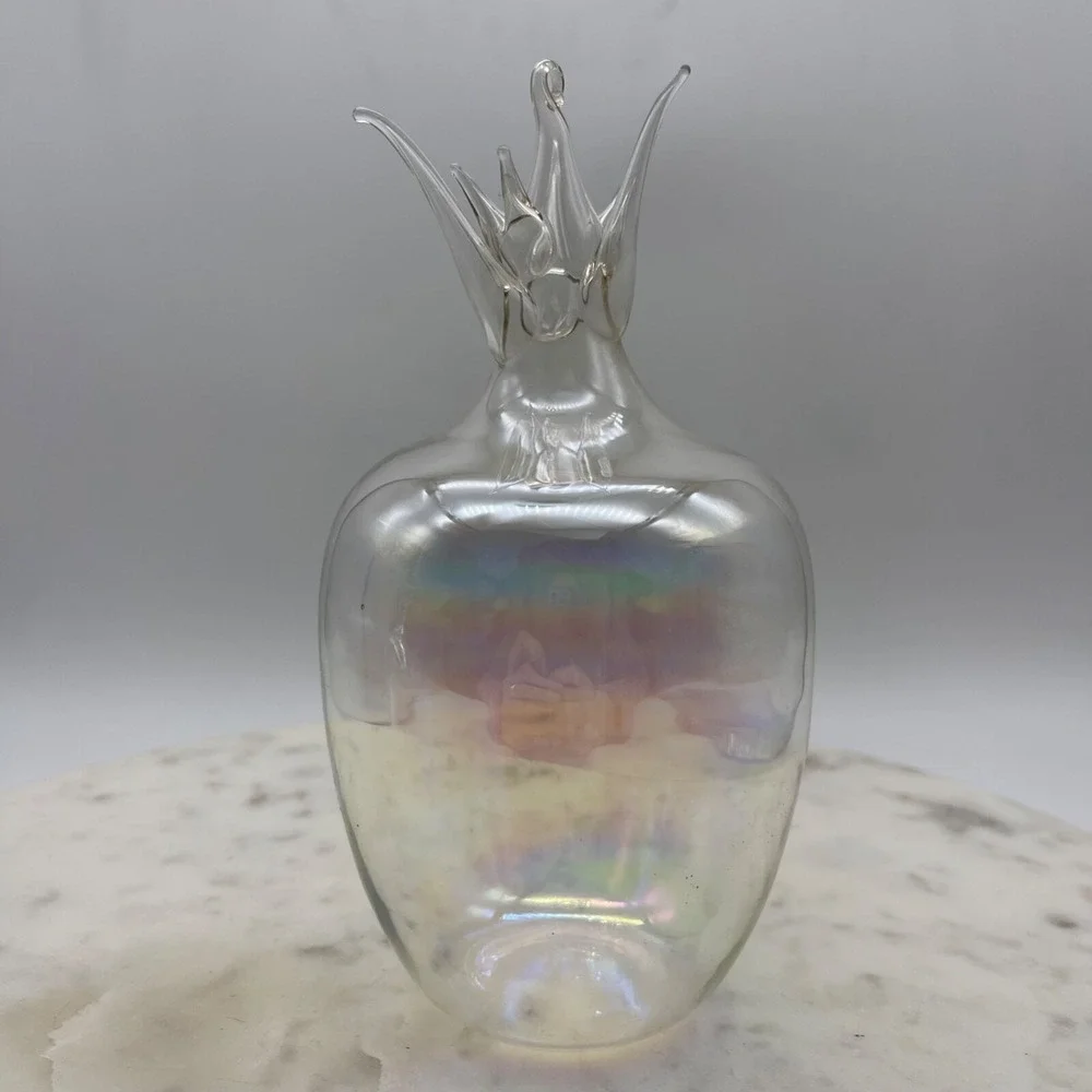 Set of 2‎ Vintage Hand Blown Iridecent Pineapple Ornaments